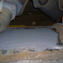 Uszkodzony pod wpływem korozji obszar odbudowany z użyciem materiału Belzona 1212